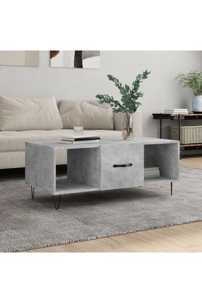 Concept Τραπεζάκι σαλονιού, γκρι σκυροδέματος, 102x50x40 εκ., επεξεργασμένο ξύλο