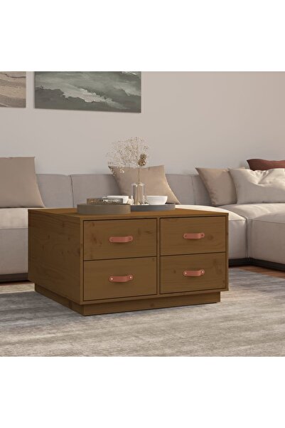 Concept Masă de cafea, maro miere, 80x80x45 cm, lemn masiv de pin