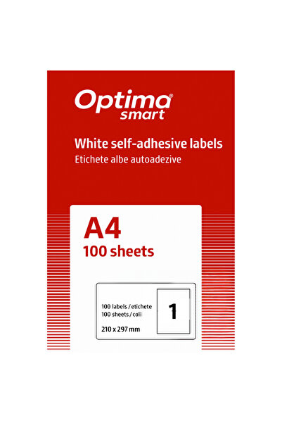 Optima Smart Self-Adhesive White Labels 1/A4, 210 x 297 mm, 100 sheets/top