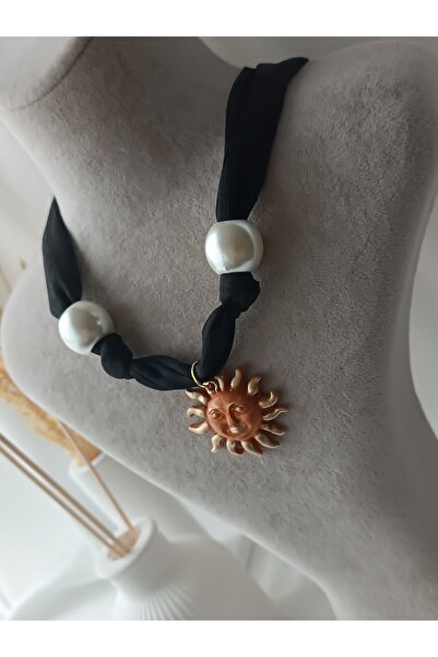 La fee aksesuar Fular Bandana Kolye Polimer Kil Turuncu Güneş Kolye İnci Özel...