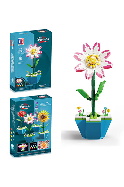 Saule Saksılı Renkli Işıklı Blok Çiçek - Papatya 161 Parça