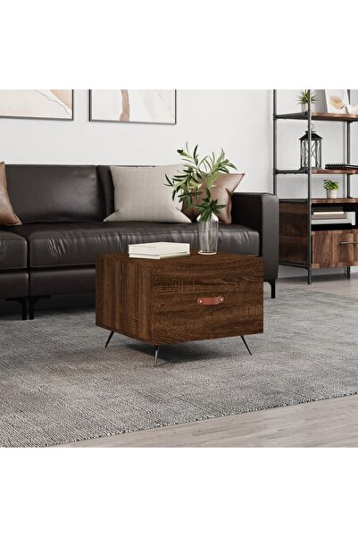 Concept Masă de cafea, stejar maro, 50x50x40 cm, lemn prelucrat