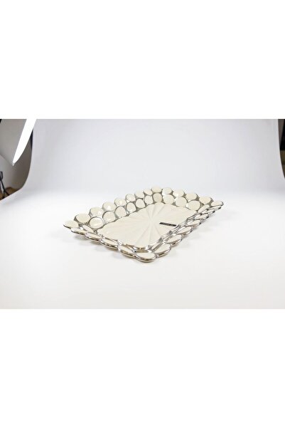 ROY KING LENA DİKDÖRTGEN SUNUM TABAK GÜMÜŞ 30*19 CM