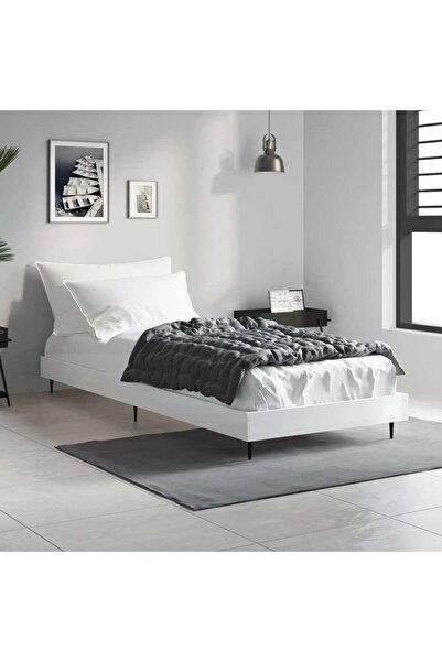 Concept Cadru de pat, alb lucios, 75x190 cm, lemn stratificat