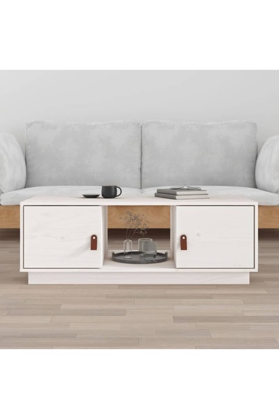 Concept Masă de cafea, albă, 100x50x35 cm, lemn masiv de pin