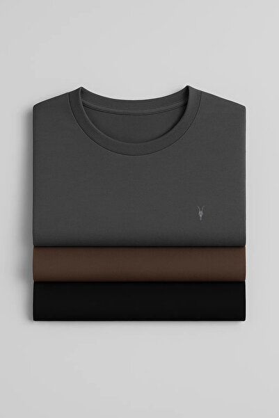 COMBİNE MİCHAİL Ανδρικό μπλουζάκι 3 τεμαχίων με λαιμόκοψη ποδηλάτου σε χαλαρή...