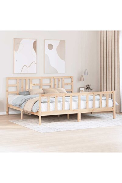 Concept Cadru de pat cu tăblie 200x200 cm, lemn masiv de pin