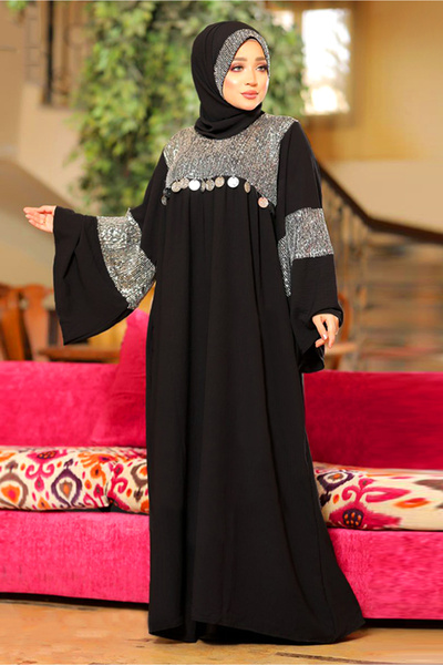 AsrymShop اسدال صلاة قطن فسكوز خفيف ملمع اسود