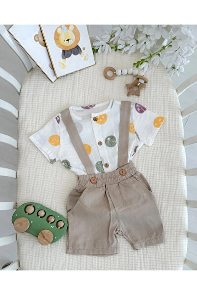 hümabebe قميص من الموسلين بنقشة النمر مع شورت صيفي، طقم مكون من قطعتين