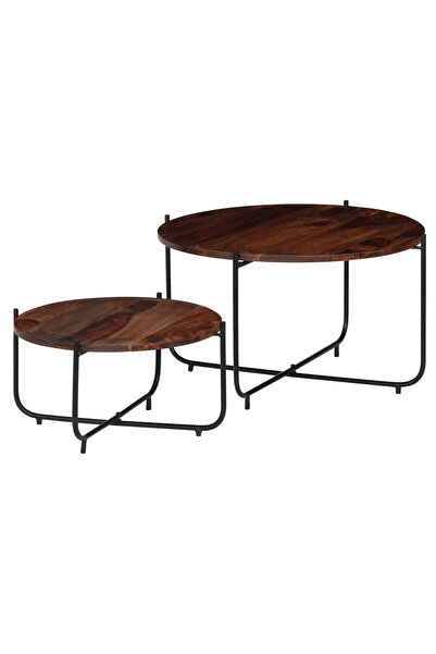 Concept Set măsuță de cafea, 2 piese, lemn masiv de sheesham, 60 x 35 cm