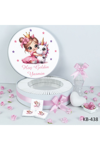ARY Hediyelik 100 Adet İsme Özel Unicorn Kız Bebek Çikolatası