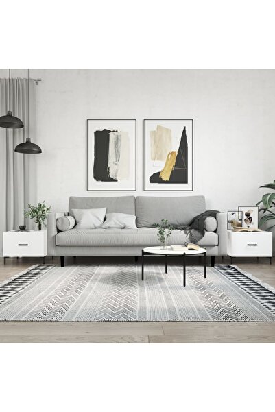 Concept Măsuță de cafea, 2 buc., alb lucios, 50x50x40 cm