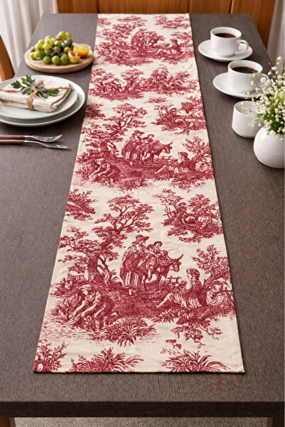 Elvya Toile De Jouy |   100% Cotton Decorative Table Runner 40X110 cm - Zt310