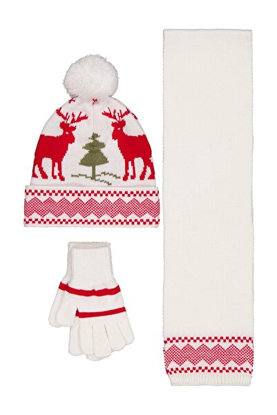 Civil Girls Set mănuși și căciulă pentru copii 6-9 ani - Ecru