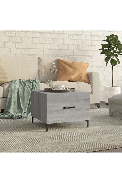 Concept Τραπεζάκι σαλονιού με μεταλλικά πόδια, γκρι sonoma, 50x50x40 εκ.