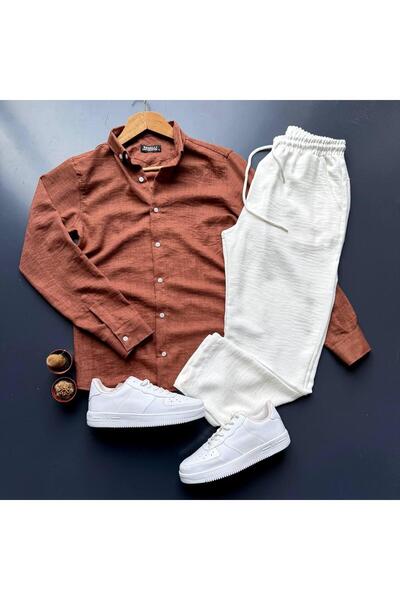 giyimadam16 Men's Linen Shirt Pants Set