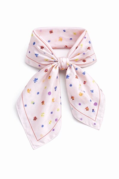 MAESTRO WOMAN Kadın Pudra Çiçekli İpek Fular 70x70