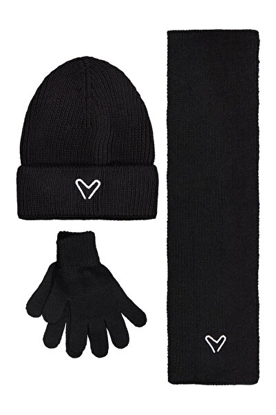Civil Girls Σετ γάντια κασκόλ-μπερέ για ηλικίες 6-9 ετών - Μαύρο
