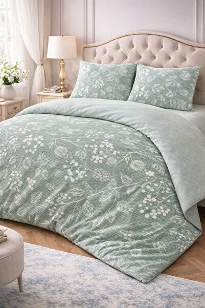 VALİOSA VALİDEZ طقم غطاء لحاف مزدوج من القطن بنقوش من فلورا