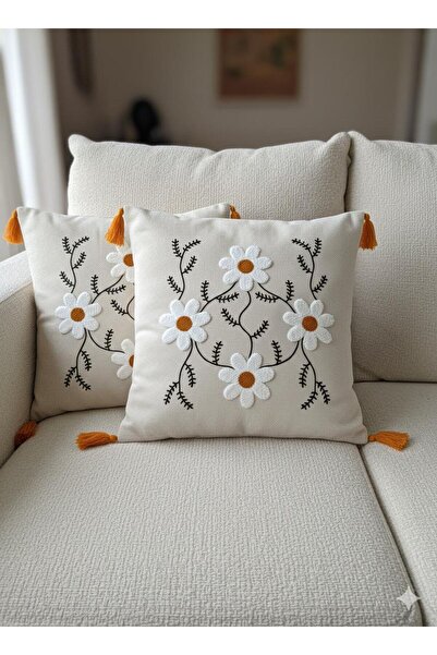 Alveka Home 2'li Punch Nakışlı Oturma Odası Balkon Bohem Kırlent Kılıfı Yastı...