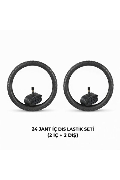 güçlü bisikletmotosiklet 24 Jant Lastik Seti - 2 Dış Lastik 24x1.95 + 2 İç La...