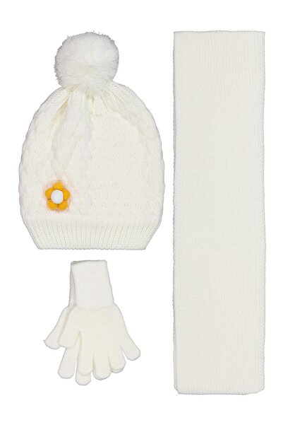Civil Girls 2-5 Years Old Scarf, Beanie and Glove Set - White Standard