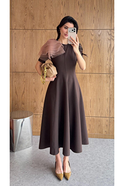 My Blog Brown Mobile Brooch Dress - 3151