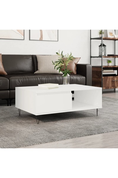 Concept Masă de cafea, albă, 90x60x35 cm, lemn compozit