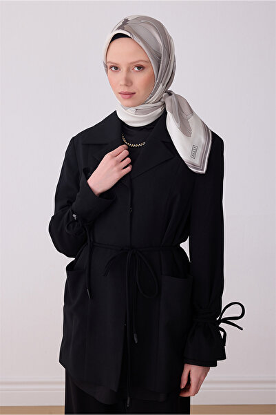 Belli Ecru Beige Floral Pattern 100% Twill Silk Scarf 4303-04