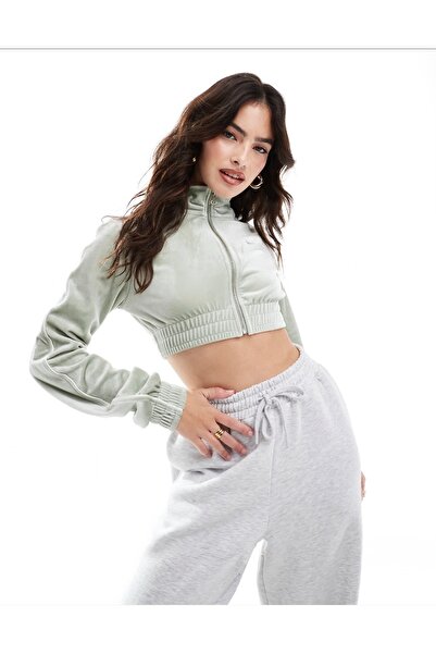 Nike Sportswear Collection Velour Women's Track Top Fermuarlı Kadife Yeşil Ka...