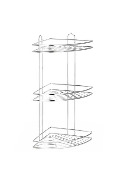 SERSIMO Raft de duș de colț, cu 3 rafturi, montat pe perete, oțel inoxidabil,...