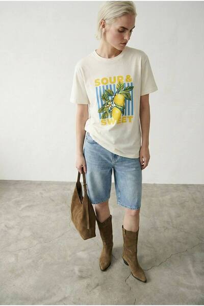 D'RECCY Γυναικείο Μπλουζάκι Πίντερεστ Μπαστίκ Μπέιζικ με Στάμπα