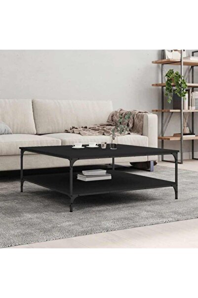 Concept Μαύρο τραπεζάκι σαλονιού 100x100x40 εκ. από επεξεργασμένο ξύλο