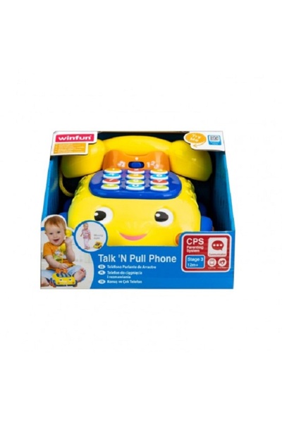 WINFUN Jucarie Telefon cu roti, sunete lumini, sfoara de tras, en...