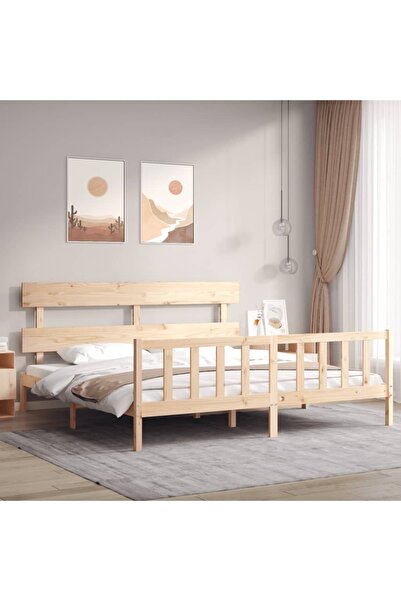 Concept Cadru de pat Super King de 1,83 m cu tăblie, lemn masiv