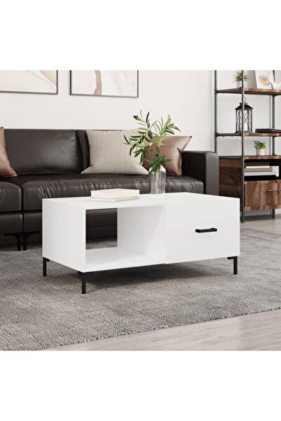 Concept Masă de cafea, alb lucios, 90x50x40 cm, lemn compozit