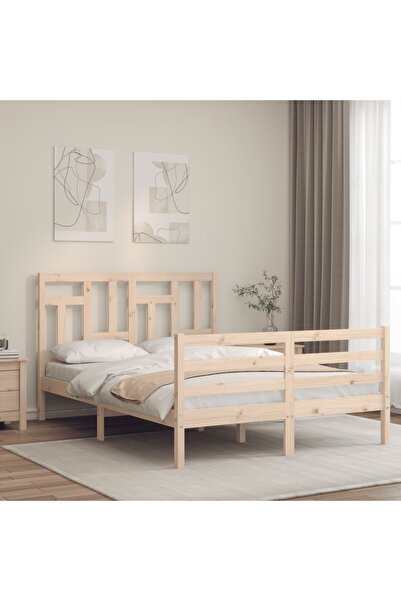 Concept Cadru de pat de 1,2 m cu tăblie, pentru două persoane mic, lemn masiv