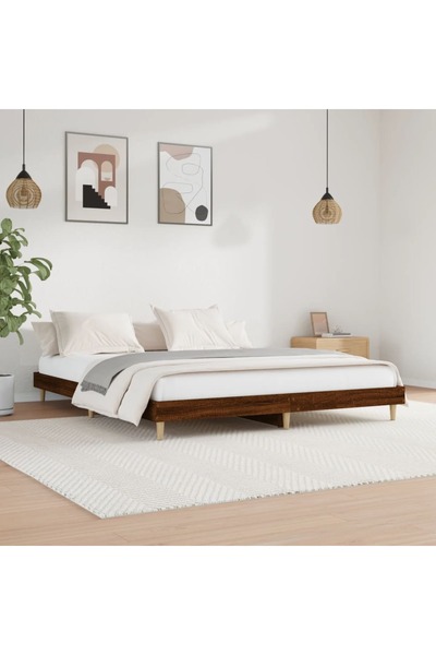Concept Cadru de pat, stejar maro, 200x200 cm, lemn prelucrat