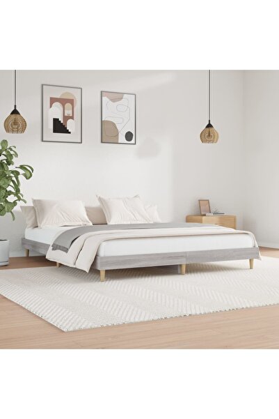 Concept Cadru de pat, gri Sonoma, 200x200 cm, lemn prelucrat