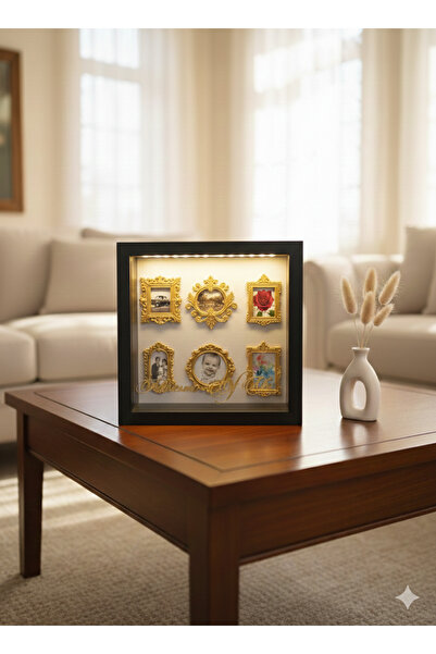 Verda Çerçeve 25x25 Cm Siyah Ledli Derin Aşkımızın Müzesi Çerçevesi 6 Gold çe...