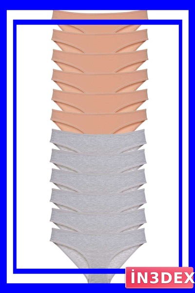 İN3DEX Lycra Women's Slip Panties Set of 12 Skin Color