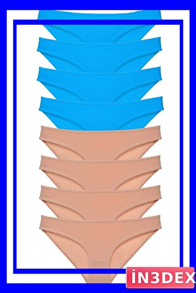 İN3DEX Lycra Women's Slip Panties Set of 8 Pieces Skin and Blue Color