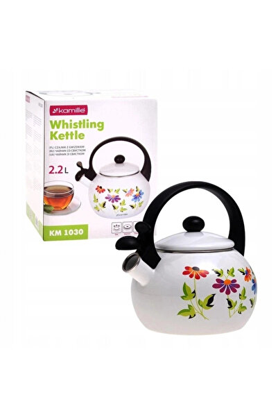 Kamille Fierbător cu fluierat, oțel emailat, 2,2 l, multicolor