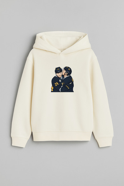 AYDESİGN Heated Rivalry İlya Rozanov 81 Design Printed Hooded Ecru Sweatshirt