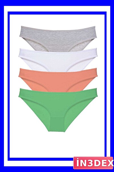 İN3DEX Lycra Women's Slip Panties Set of 4 Gray White Green Color Options