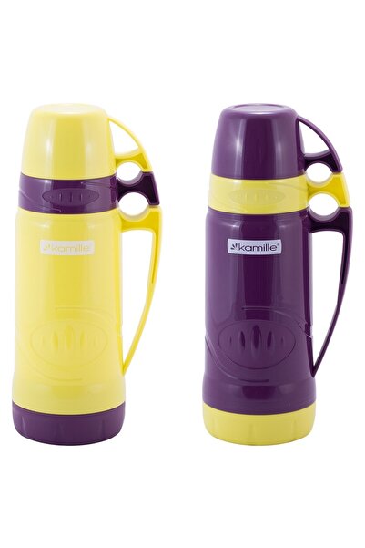 Kamille Plastic thermos with glass bottle 600 ml