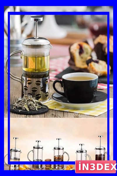 İN3DEX جهاز تحضير القهوة الفرنسي من الفولاذ المقاوم للصدأ سعة 350 مل