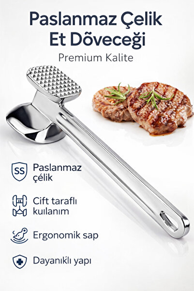 Single Stainless Steel Meat Tenderizer Chicken, Beef, Fish, Meat Hammer Doubl...