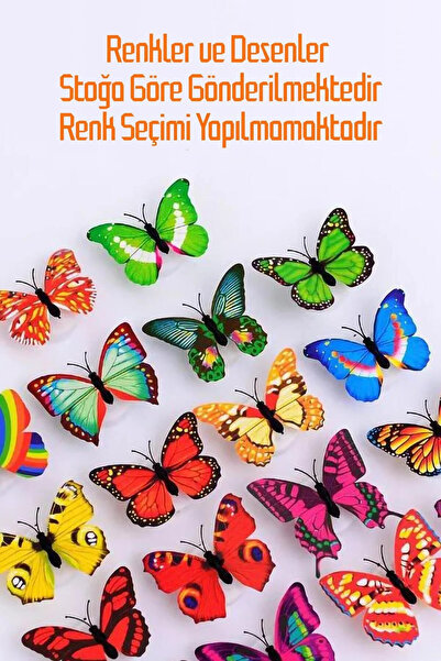 yordama 2'li Işıklı Pilli Kelebek Lamba Yapışkanlı Dekoratif Işık Süs Lambası...
