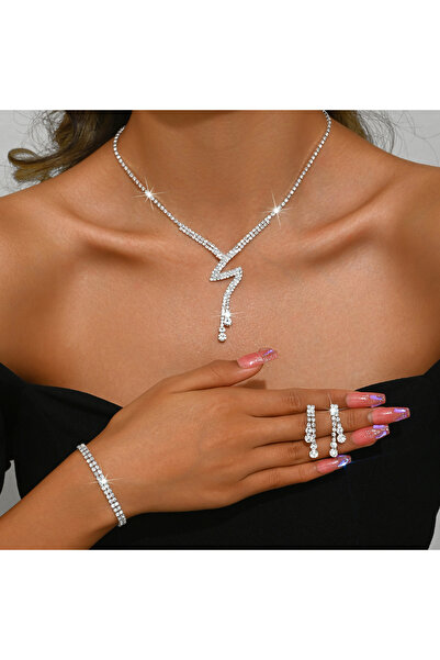 Tessero Elegance Women's Jewelry Set - Necklace, Bracelet and Earrings with S...